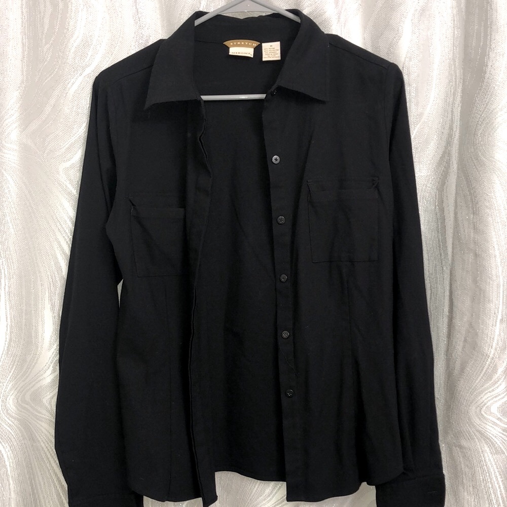 Stretch Merona Black Button-up Shirt
